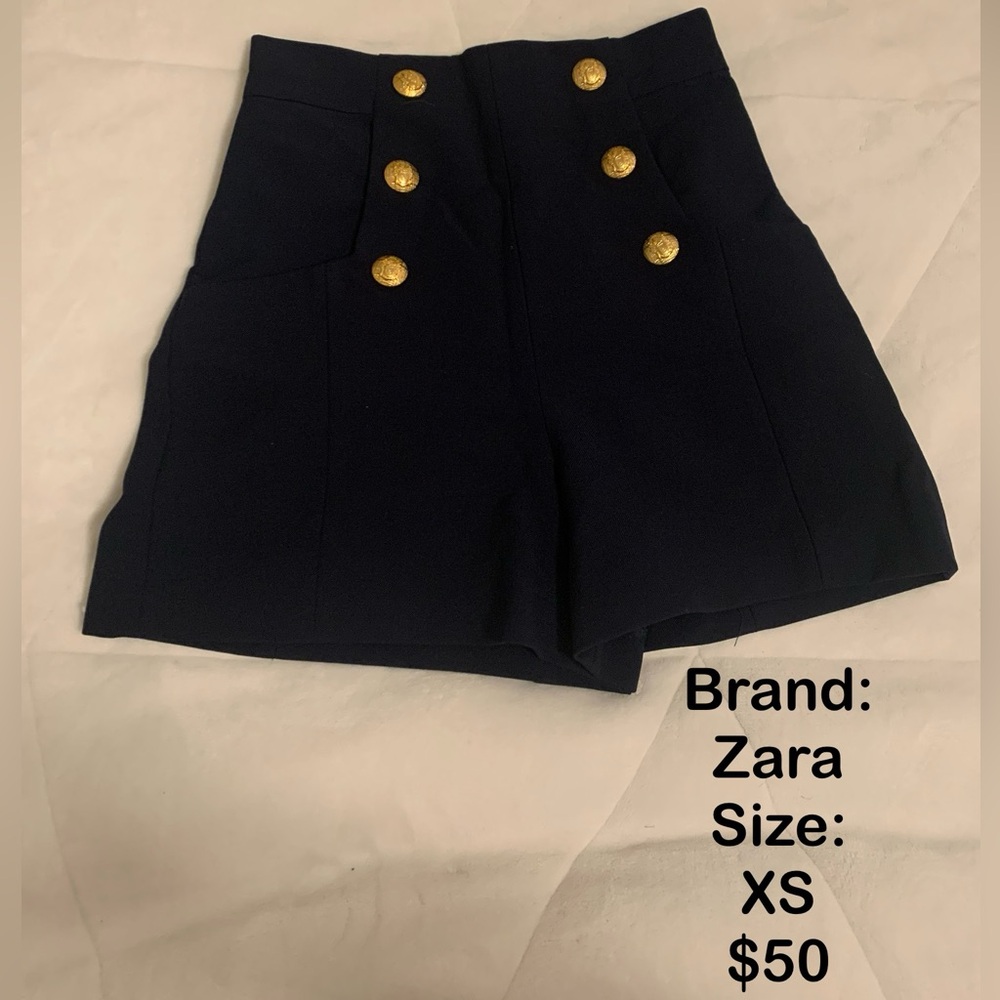 Zara, High Waist Short, Navy Color, Size XS